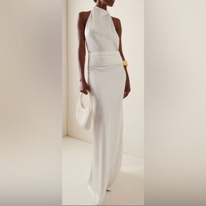 ILA. Sidney Belted Draped Satin Gown Bridal Look Evening Floor Moda Operandi